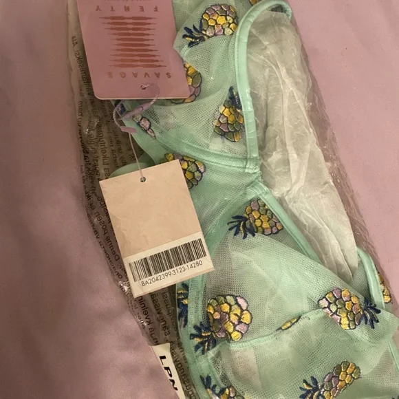 Fenty X Savage Tutti Fruity Embroidered Tulle Unlined Bra 36DD - Picture 3 of 4